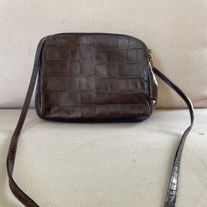 Furla Croc Embossed Leather Crossbody
